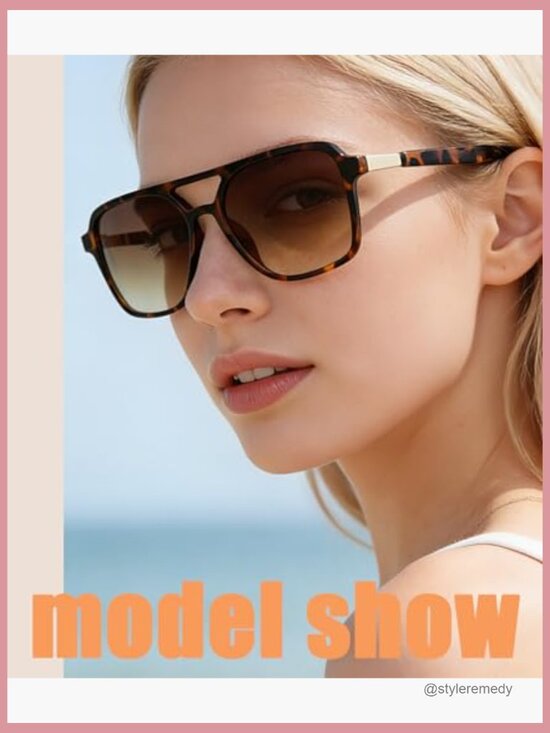 Retro Aviator Sunglasses with UV400 Protection, Polycarbonate Frame main image 6